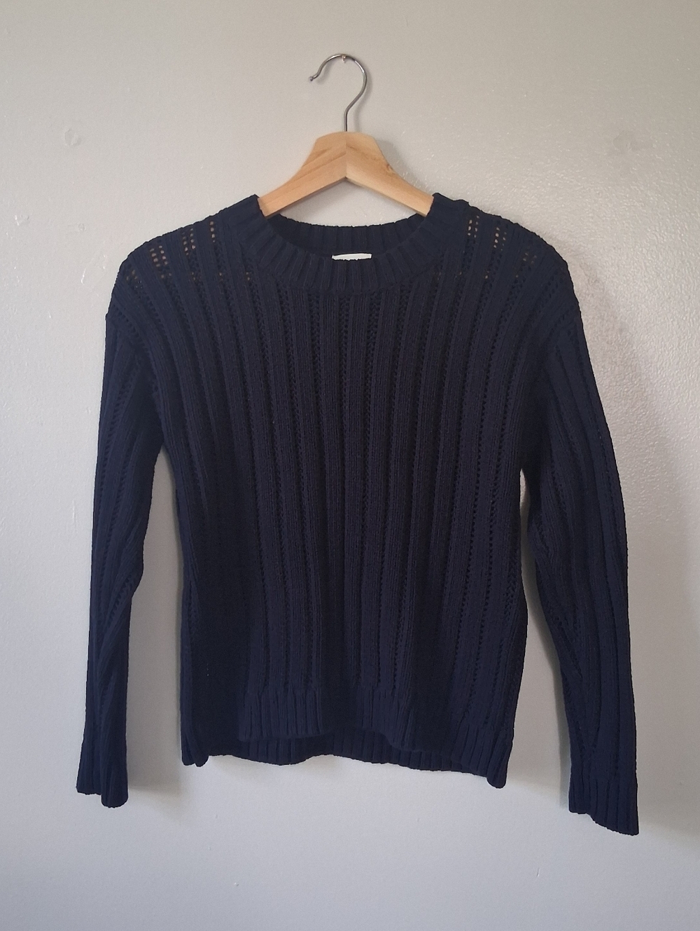Cyrus Navy Blue Open Knit Sweater Cotton & Acrylic Mix